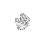 Folded Heart Pave Diamond Ring