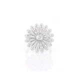 Large Silver & Pave Diamond Daisy Flower Ring