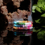 14k Rainbow Quartz Mix Bracelet with Diamond Donut - 7-8mm