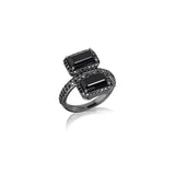 Spinel with Black Diamond Stacked Ring