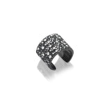 Black and White Cobblestone Diamond Wide Cuff Ring