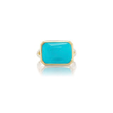 The Joni 14k Gold Emerald Cut Cabochon Ring - Turquoise