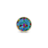 14k Opal and Larimar Inlay Peace Sign Ring