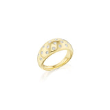 14k Waterdrop Diamond Domed Band Ring