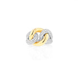 14k Yellow Gold and Silver Diamond Love Knot Ring