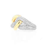 14k Yellow Gold and Silver Diamond Love Knot Ring
