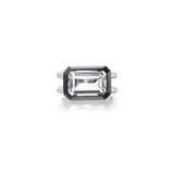 Crystal Quartz with Black Rhodium Trim Double Donut Shank Ring
