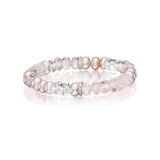 Pink Mix Gemstone Beaded Bracelet with 3 Diamond Rondelles - 8mm