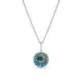Ammonite & Turquoise Round Pendant on Cable Chain - One of a Kind