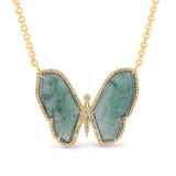 14k Green Tourmaline Diamond Butterfly Chain Necklace "One of a Kind"