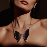 14k Tourmaline Butterfly Necklace in Baguette Diamond Setting - One of a Kind
