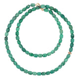 14k Turquoise Barrel Strung Necklace with Diamond Donut - One of a Kind
