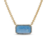 14k Aquamarine and Diamond Pendant on Cable Chain Necklace - One of a Kind