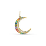 14k Rainbow Crescent Moon Pendant Only or on Franco Chain