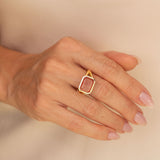 The Joni 14k Gold Emerald Cut Ring - Strawberry Quartz "One of a Kind"