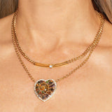 14k Gold Ammonite Heart Pendant on Cable Chain - One of a Kind
