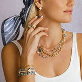 14k Ombre Aquamarine Mini Bracelet with Diamond Rondelles - 5mm