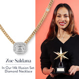 14k Illusion Emerald Cut Diamond Necklace