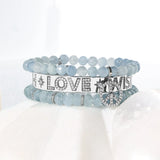 Aquamarine Bracelet with Diamond Peace Sign Charm - 6mm