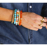 14k California Days Mix Gemstone and Pearl Bracelet with Rondelle
