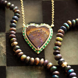 14k Hand Knotted Ethiopian Black Opal Layering Necklace - 34"