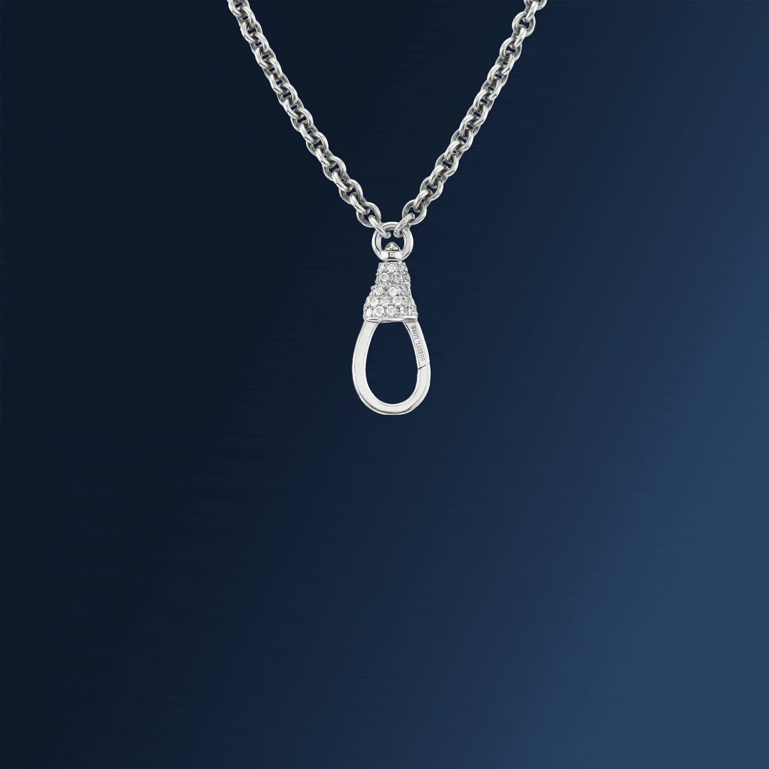 Silver Cable Chain Necklace with Diamond Swivel Clasp - 19 Silver Cable Chain Necklace with Diamond Swivel Clasp - 19