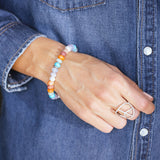 Multicolor Gemstone Beaded Bracelet with Diamond Rondelle - 8mm