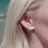 14k Everyday Emerald Cut Diamond Huggie Hoops