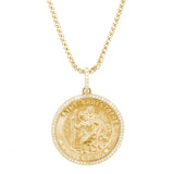 14K St. Christopher "Protect Us" Medallion with Diamond Halo on Franco Chain - 28”