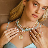 14k St. Christopher "Protect Us" Diamond & White Enamel Pendant Only or on Franco Chain 18"