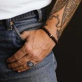 Men's Mr. LOWE Red Tiger's Eye Bracelet with Silver Rondelle - 8mm