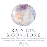 Rainbow Moonstone Beaded Bracelet with Diamond ID Tag - 8mm