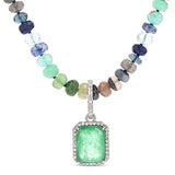 Emerald and Diamond Pendant on Montecito Nights Knotted Necklace - 30"