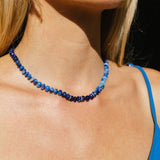 Afghanite Ombre Knotted Necklace with Diamond Rondelles - 16" - 18"