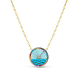 14k Opal and Turquoise Inlay Sunrise Pendant on Chain Necklace