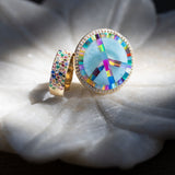 14k Opal and Larimar Inlay Peace Sign Ring