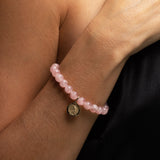 14k Rose Quartz Bracelet with St. Christopher Charm - 8mm