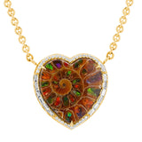 14k Gold Ammonite Heart Pendant on Cable Chain - One of a Kind