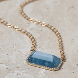14k Aquamarine and Diamond Pendant on Cable Chain Necklace - One of a Kind
