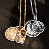 Custom Engravable 14K Dog Tag Pendant with Diamond Halo
