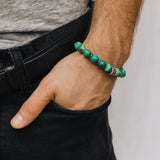 Men's Mr. LOWE Jasper Green Mix Bracelet with African Bead & Metal Disks - 10mm