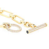 14K Gold Gwyneth Link Diamond and Sapphire Toggle Bracelet