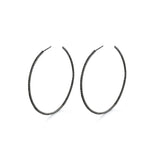 Black Hoop Earrings with Black Diamonds - 58mm