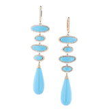 14K Turquoise Diamond 5 Drop Huggie Hoop Earrings "One of a Kind"