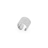 Pave Diamond Silver Wide Cuff Ring