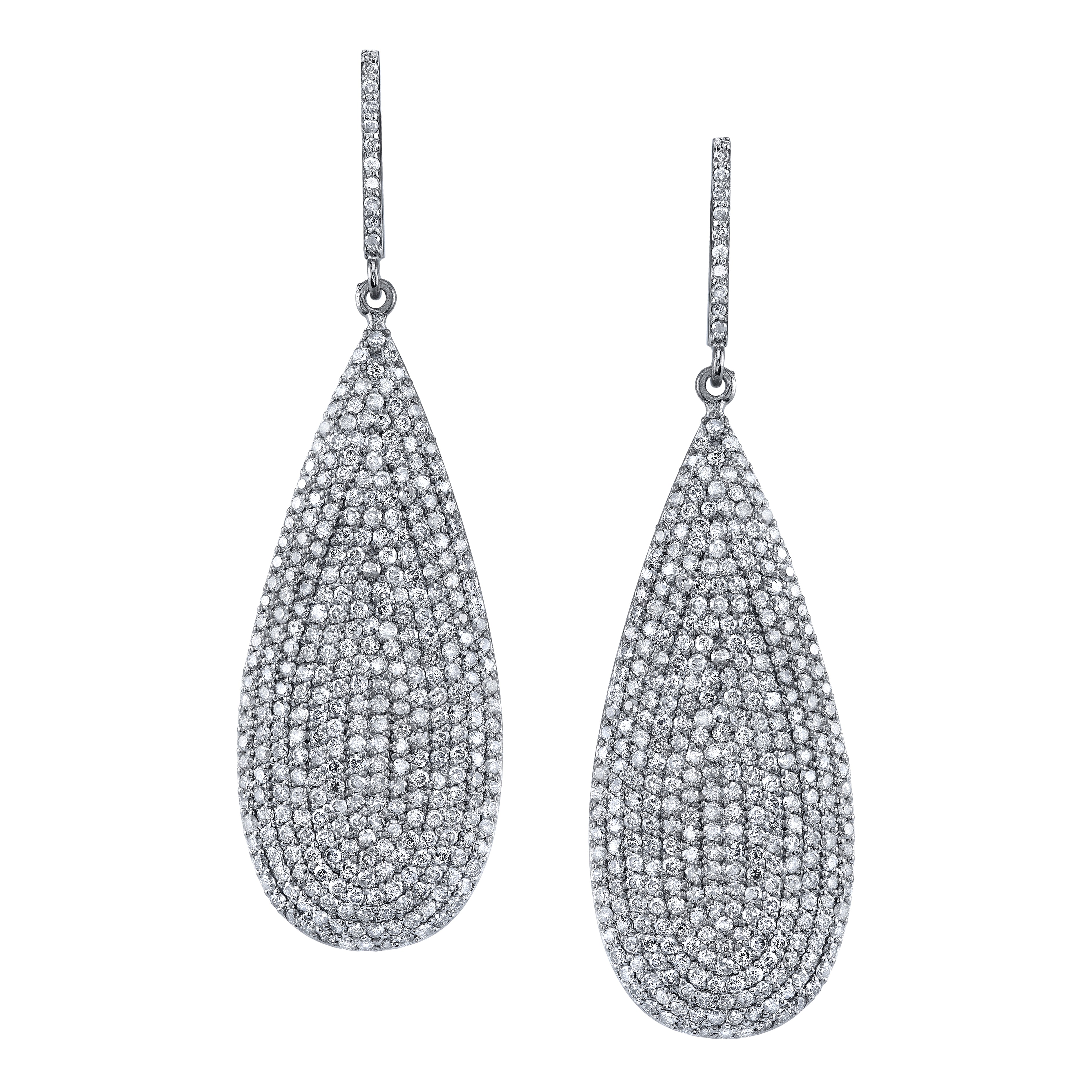 Diamond Teardrop Earrings Sterling Silver