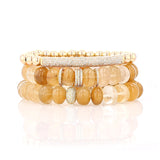 Gold Diamond Bar Bali Bead Bracelet