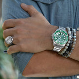 Men's Mr. LOWE Labradorite Bracelet with Silver Bead and Wavy Discs - 8mm