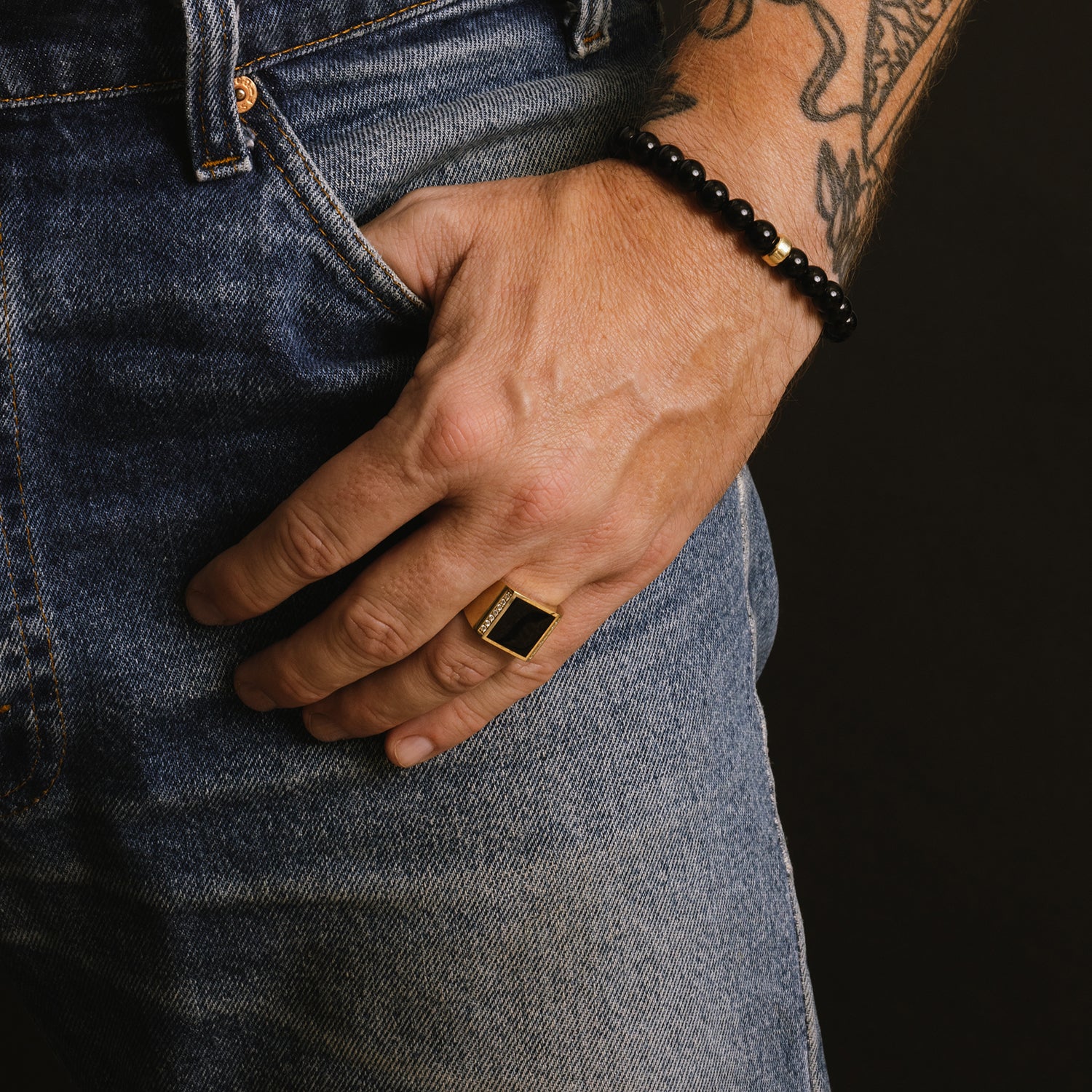 Wrap Bracelets With Black Onyx in a Five-Layer Design Wrap Bracelets With Black Onyx in a Five-Layer Design