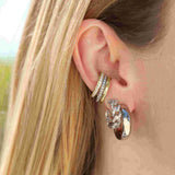 Pave Diamond Chain Link Huggie Hoop Earrings